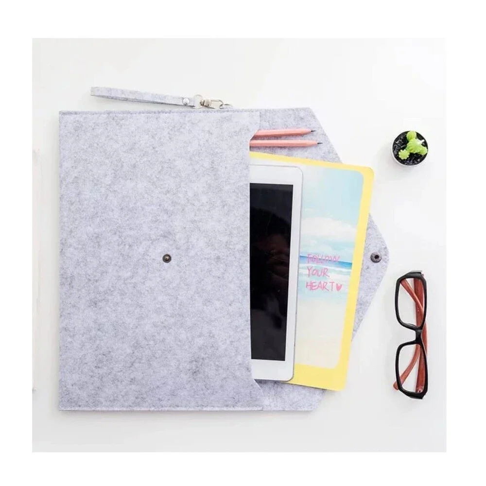 Felt File Folder, Purple Document Organizer, Button Closure (2-Piece Pack)